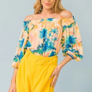 New Off Shoulder Happy Floral Blouse